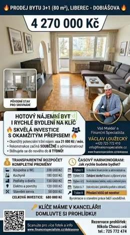 Prodej bytu 4+kk, Liberec, Dobiášova, 82 m2
