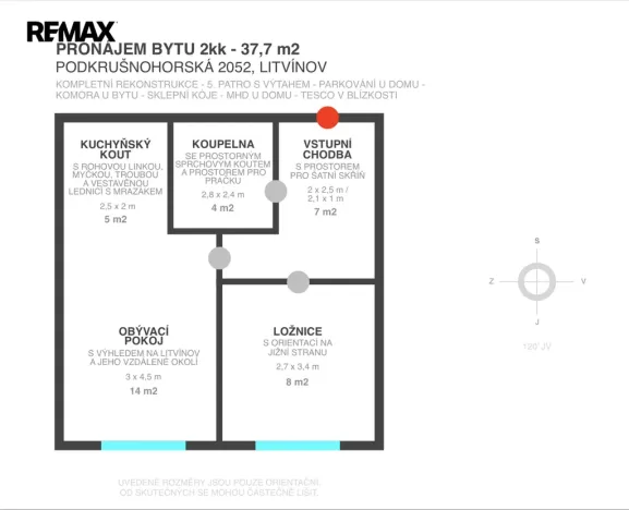 Pronájem bytu 2+kk, Litvínov - Horní Litvínov, Podkrušnohorská, 38 m2