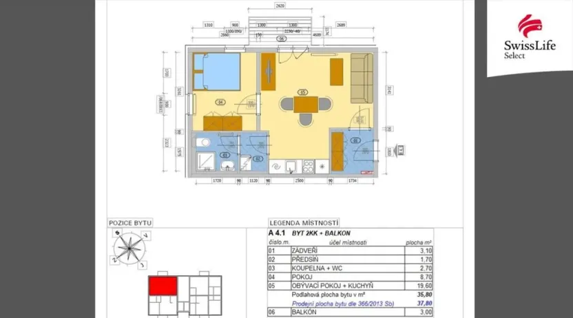 Pronájem bytu 2+kk, Polná, Pojmannova, 38 m2