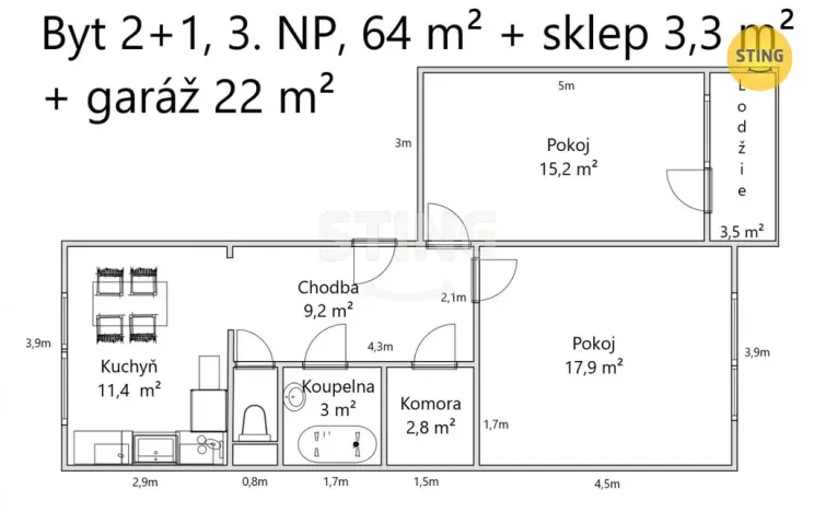 Prodej bytu 2+1, Otrokovice, tř. Spojenců, 60 m2