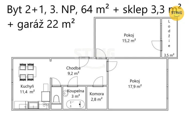 Prodej bytu 2+1, Otrokovice, tř. Spojenců, 60 m2