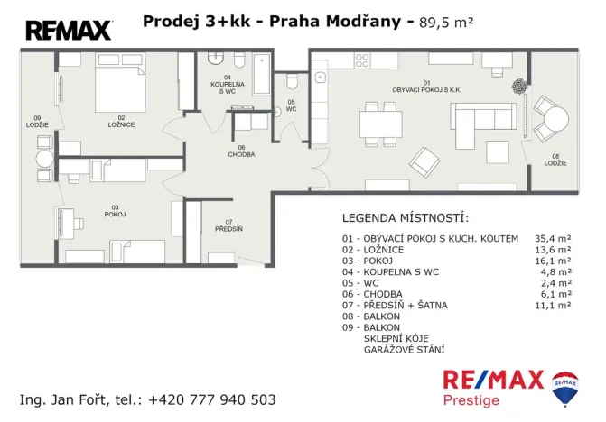 Prodej bytu 3+kk, Praha - Modřany, Zlochova, 89 m2