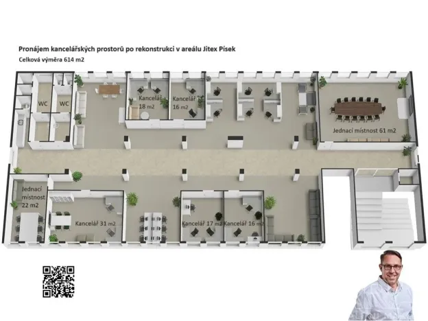 Pronájem kanceláře, Písek, U Vodárny, 614 m2