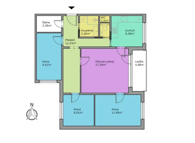 Pronájem bytu 4+1, Brno - Bohunice, Vedlejší, 82 m2