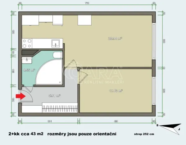 Pronájem bytu 2+kk, Praha - Libuš, K lukám, 43 m2