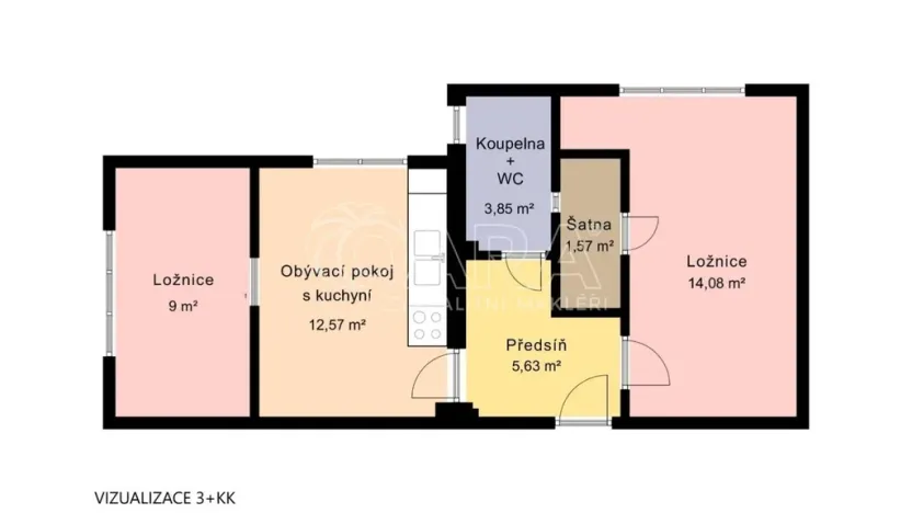Prodej bytu 2+kk, Praha - Žižkov, Biskupcova, 47 m2