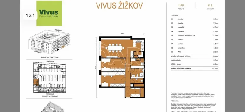 Prodej kanceláře, Praha - Žižkov, Lukášova, 101 m2