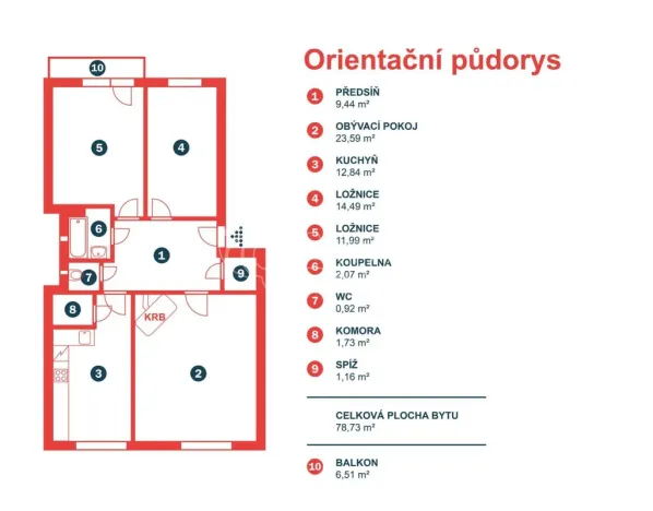 Prodej bytu 3+1, Praha - Vinohrady, Krátká, 79 m2