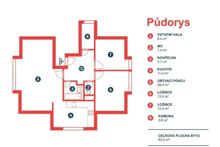 Prodej bytu 3+1, Jesenice, Platanová, 84 m2