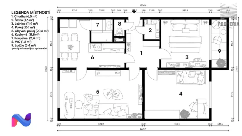 Prodej bytu 3+1, Brno, Řezáčova, 75 m2
