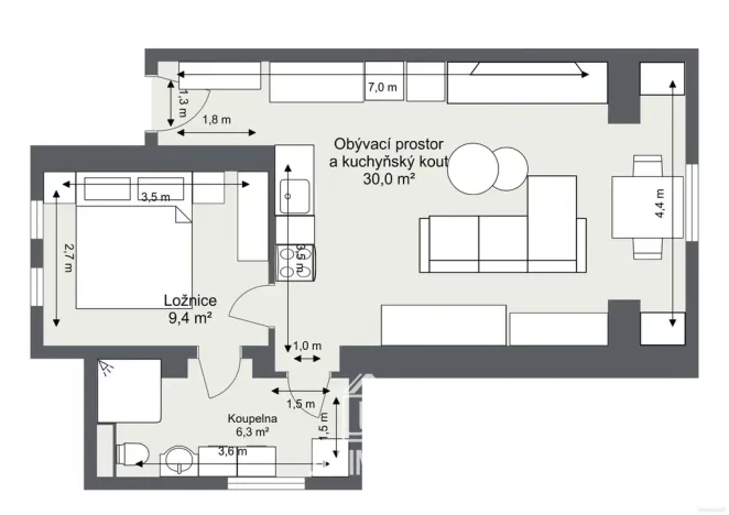 Pronájem bytu 2+kk, Praha - Vinoř, Moravanská, 57 m2