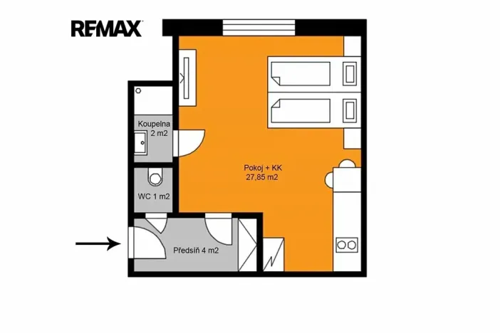 Pronájem bytu 1+kk, Praha - Holešovice, Farského, 35 m2