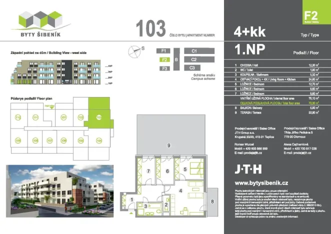Prodej bytu 4+kk, Olomouc - Nová Ulice, Třída Jiřího Pelikána, 80 m2