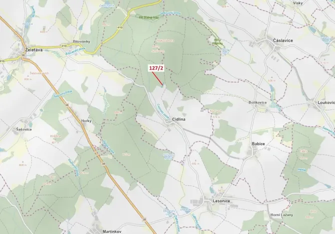 Dražba lesa, Cidlina, 1615 m2