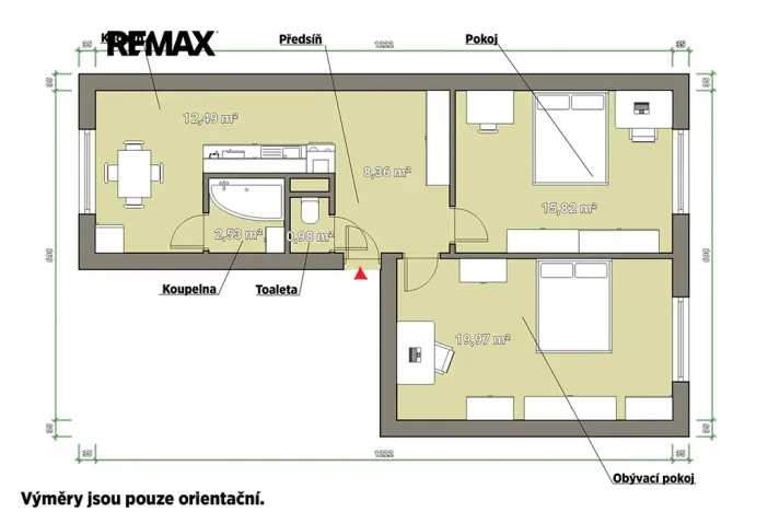 Prodej bytu 2+1, Chomutov, Kamenná, 60 m2