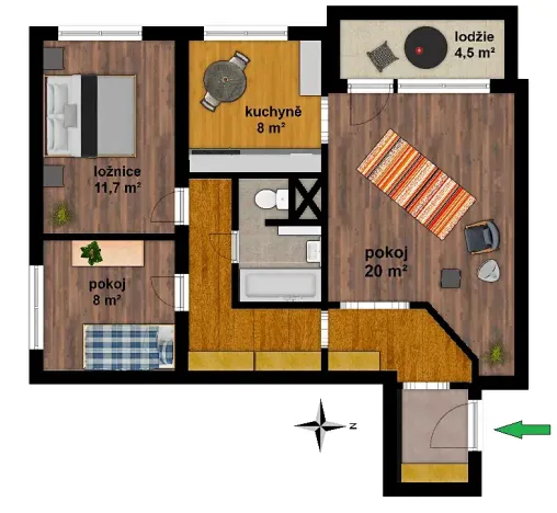 Pronájem bytu 3+1, Praha - Hlubočepy, Lamačova, 69 m2