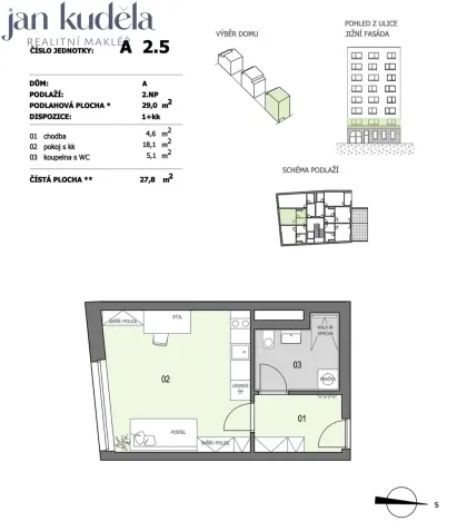 Pronájem bytu 1+kk, Brno, Cejl, 28 m2