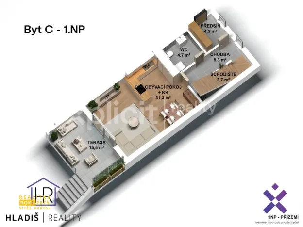 Prodej bytu 4+kk, Dolní Němčí, Polní, 98 m2