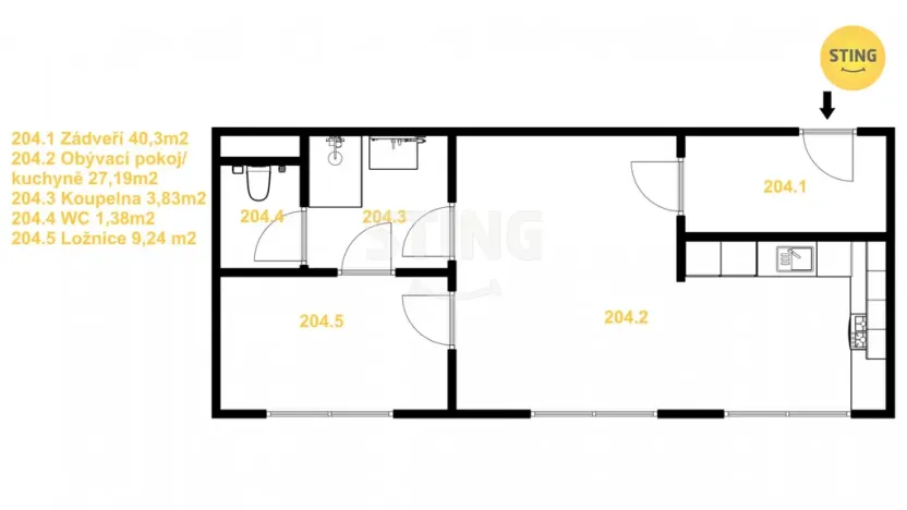 Prodej bytu 2+kk, Žďár nad Sázavou, Nádražní, 45 m2