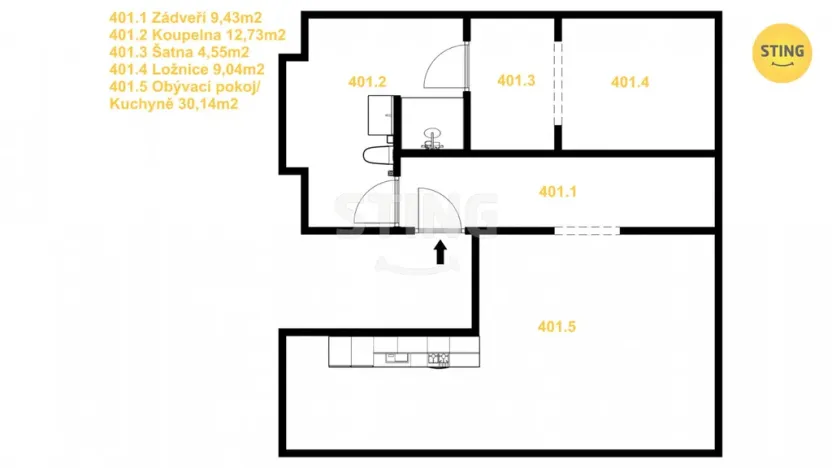 Prodej bytu 2+kk, Žďár nad Sázavou, Nádražní, 44 m2