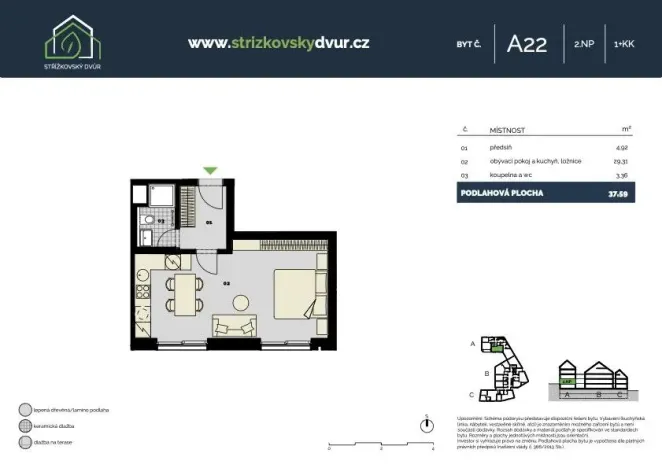 Pronájem bytu 1+kk, Praha - Střížkov, Střížkovská, 37 m2