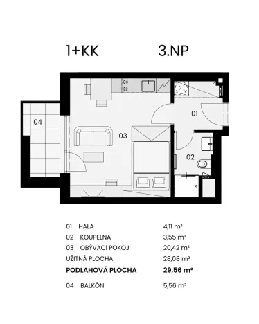 Prodej bytu 1+kk, Praha - Braník, Vavřenova, 29 m2