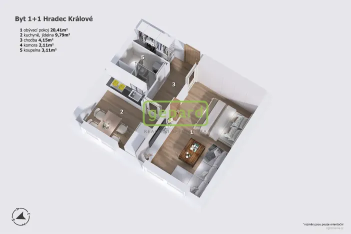 Prodej bytu 1+1, Hradec Králové, třída Edvarda Beneše, 41 m2