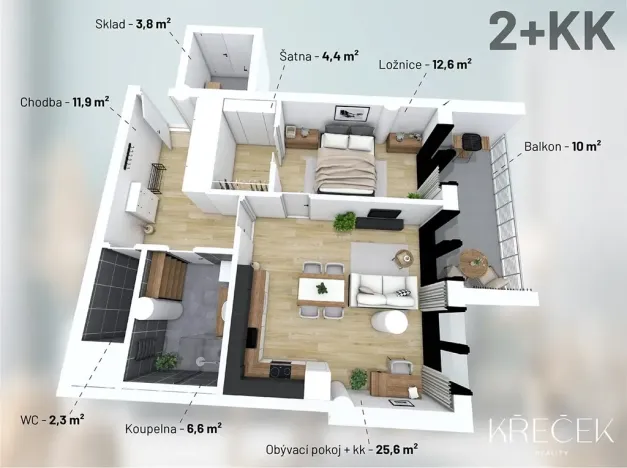 Pronájem bytu 2+kk, Třebíč, Tomáše Bati, 68 m2