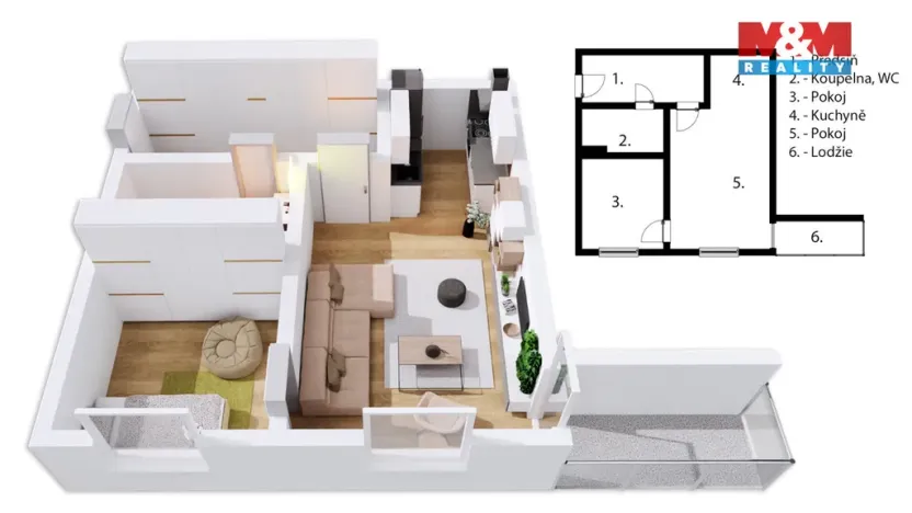 Pronájem bytu 2+kk, Klatovy, K Čínovu, 48 m2