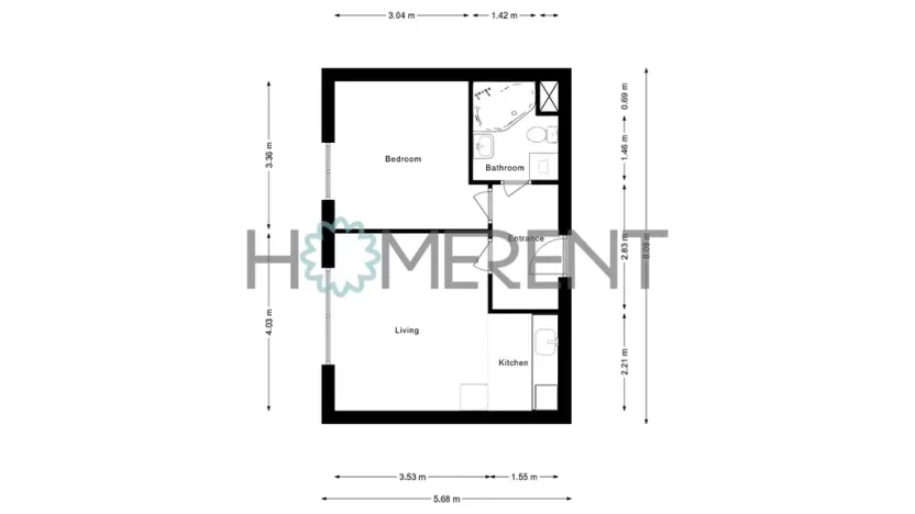 Pronájem bytu 2+kk, Praha - Vršovice, Přípotoční, 38 m2