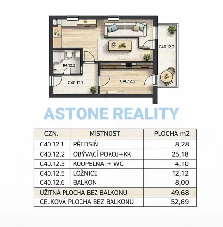 Prodej bytu 2+kk, Praha - Michle, V dolině, 58 m2