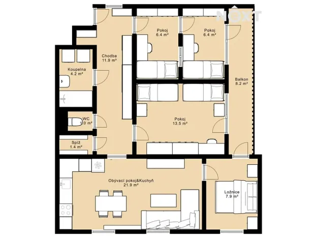Prodej bytu 3+kk, Milevsko, 79 m2