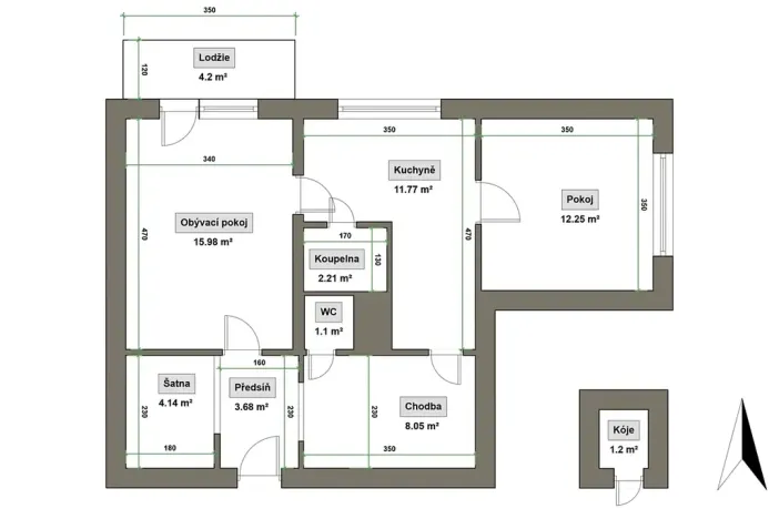 Prodej bytu 2+1, Otrokovice, SNP, 60 m2