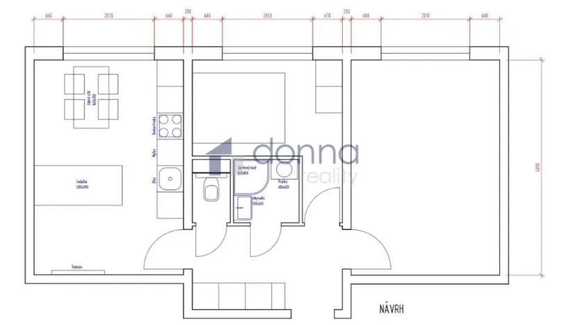 Pronájem bytu 3+kk, Praha, Oravská, 54 m2