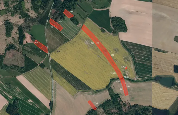 Prodej pole, Milešín, 48066 m2