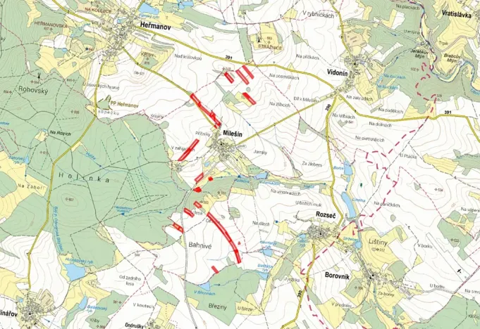 Prodej pole, Milešín, 48066 m2