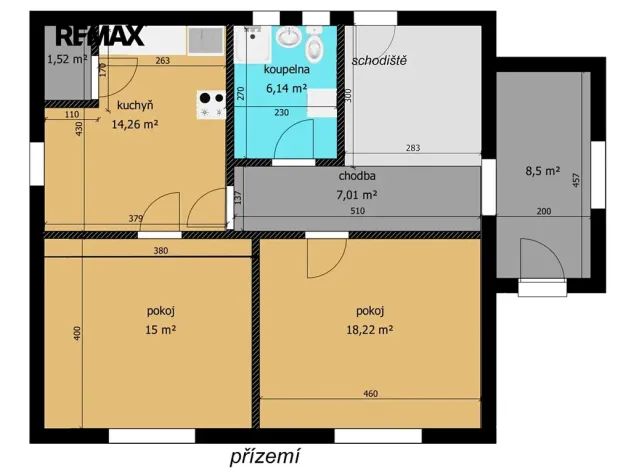 Prodej rodinného domu, Starý Kolín, B. Němcové, 87 m2