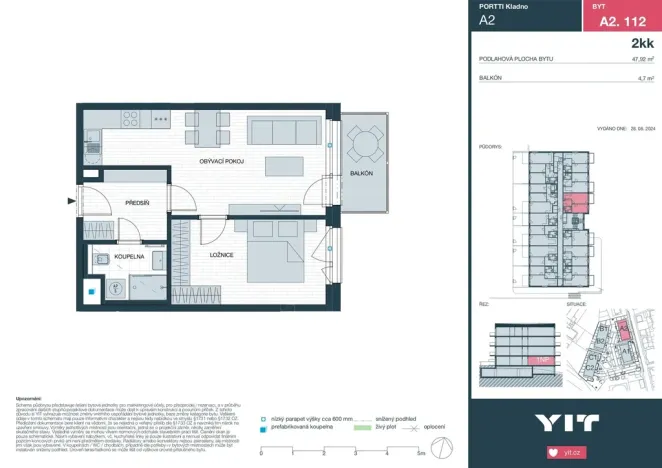 Prodej bytu 2+kk, Kladno, Ke stadionu, 48 m2