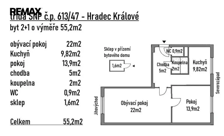 Pronájem bytu 2+1, Hradec Králové - Slezské Předměstí, třída SNP, 55 m2