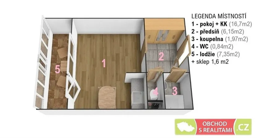 Pronájem bytu 1+kk, Praha, Bachova, 35 m2