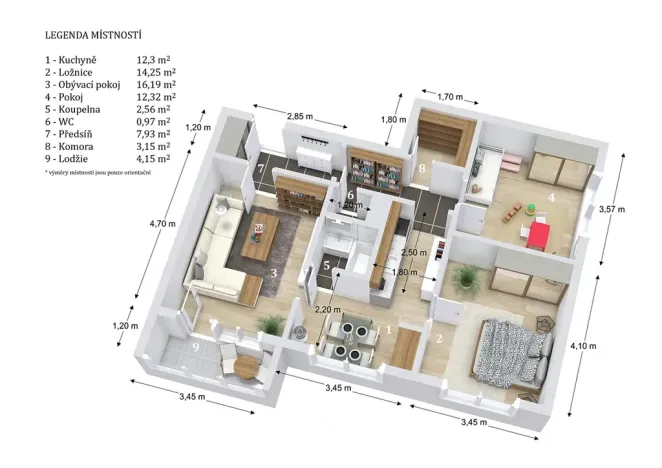 Prodej bytu 3+1, Velké Opatovice, Hliníky, 75 m2
