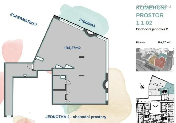 Pronájem obchodního prostoru, Praha - Strašnice, Průběžná, 194 m2