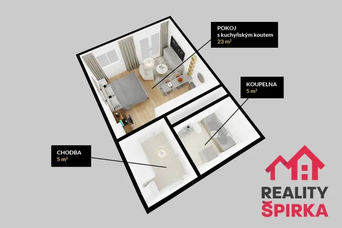 Pronájem bytu 1+kk, Svitavy - Předměstí, Říční, 34 m2