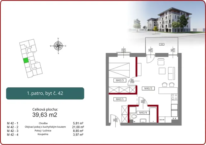 Prodej bytu 2+kk, Stażystów,Bielsko-Biała,Polsko, 39 m2