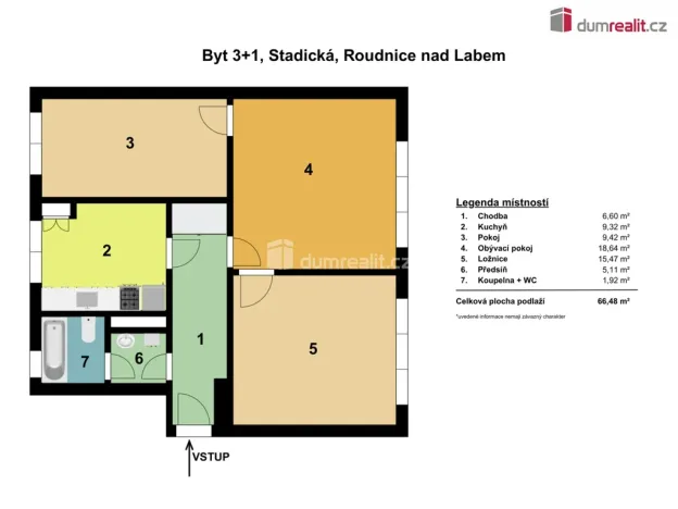 Prodej bytu 3+1, Roudnice nad Labem, Stadická, 66 m2