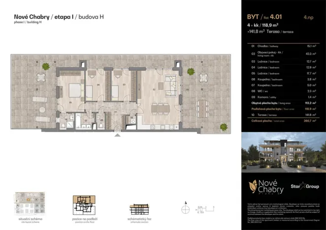 Prodej bytu 4+kk, Praha - Dolní Chabry, Kadaňská, 118 m2