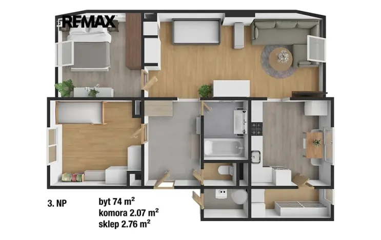 Prodej bytu 3+1, Všeradice, 74 m2