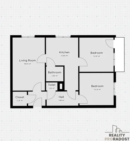 Prodej bytu 3+1, Praha, Hvozdíková, 74 m2