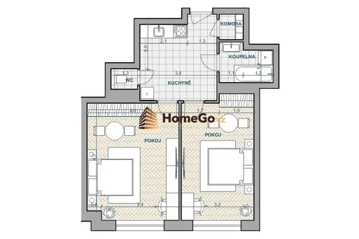 Pronájem bytu 2+1, Praha - Nusle, U gymnázia, 52 m2