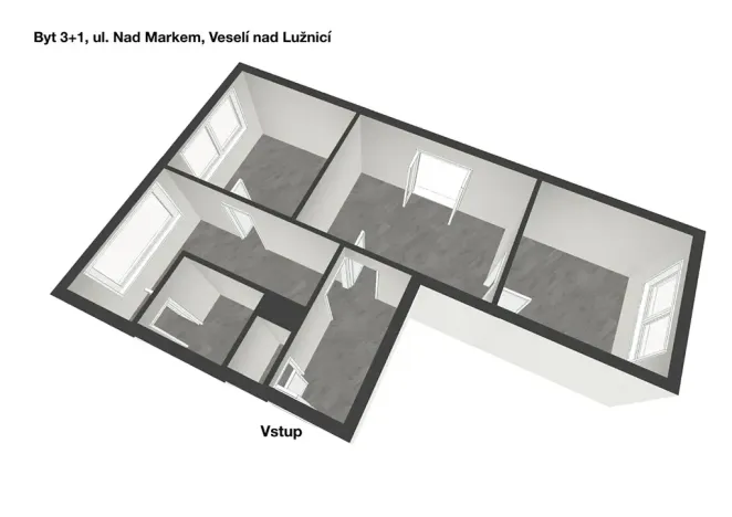 Prodej bytu 3+1, Veselí nad Lužnicí, Pod Markem, 62 m2